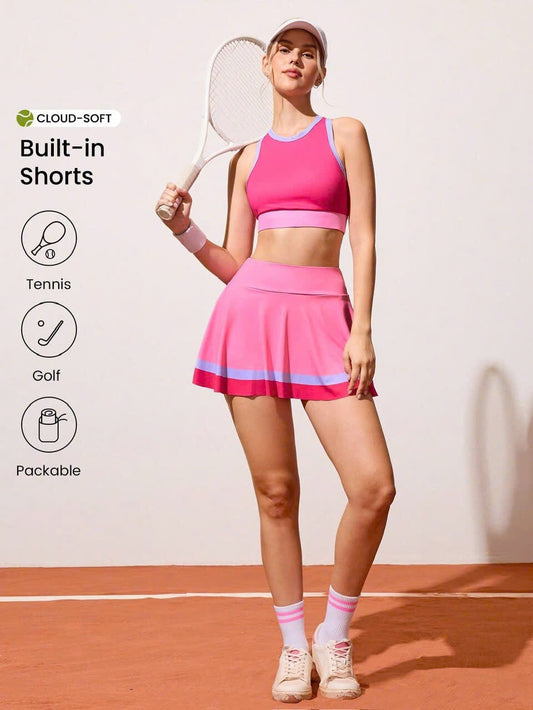 SET VÁY HỒNG PHỐI VIỀN TÍM