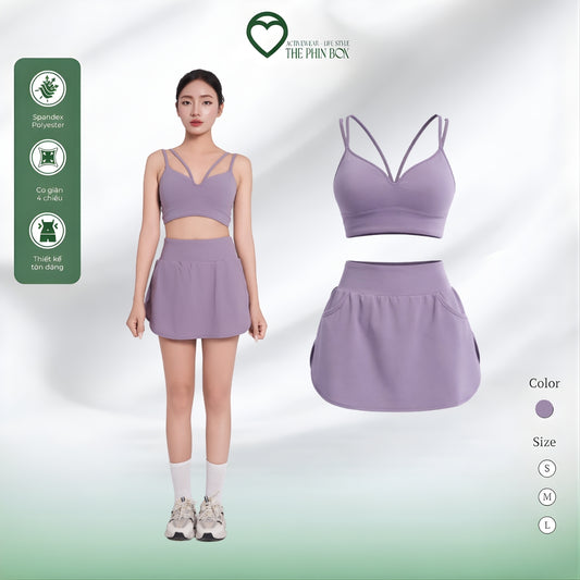 SET ĐỒ TẬP NỮ DÁNG CHUẨN TÍM TB80/TB89