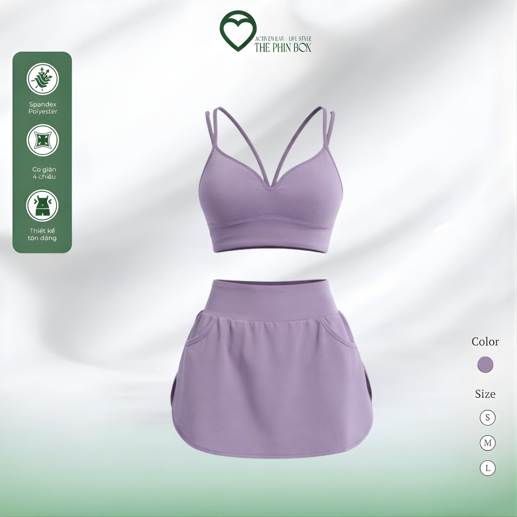 SET ĐỒ TẬP NỮ DÁNG CHUẨN TÍM TB80/TB89