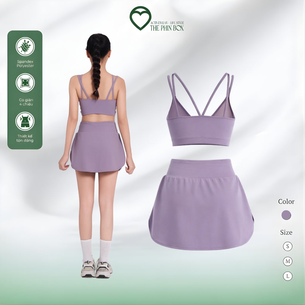 SET ĐỒ TẬP NỮ DÁNG CHUẨN TÍM TB80/TB89