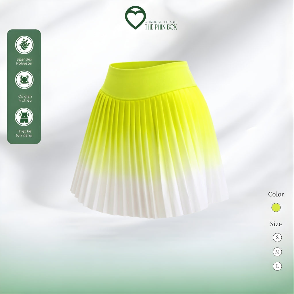 SET ĐỒ TẬP NỮ THỂ THAO XẾP LY XANH NEON-TB88