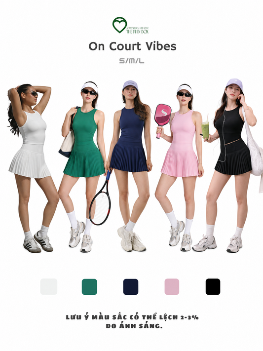 SET ACTIVEWEAR TANK TOP CHÂN VÁY XẾP LY XANH RÊU-TBA11
