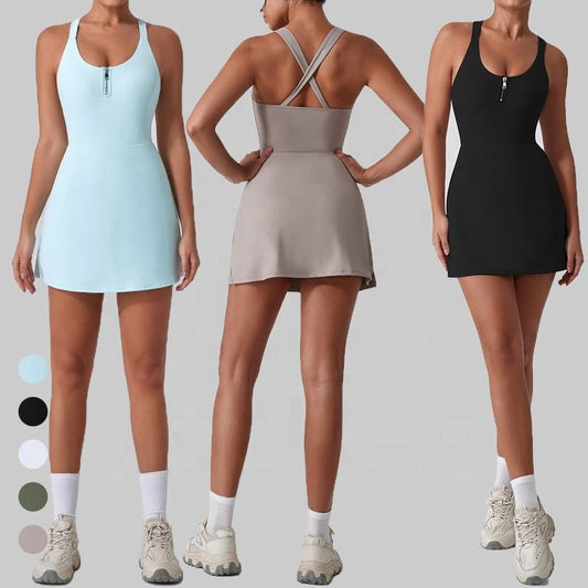 BỘ ĐỒ TẬP VÁY LIỀN QUẦN KHÓA KÉO