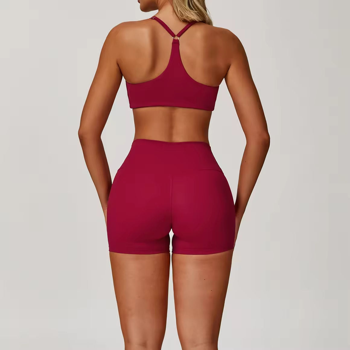 BỘ ĐỒ TẬP THỂ THAO NỮ CROP TOP BRA VÀ QUẦN SHORT THỂ THAO NÂNG MÔNG