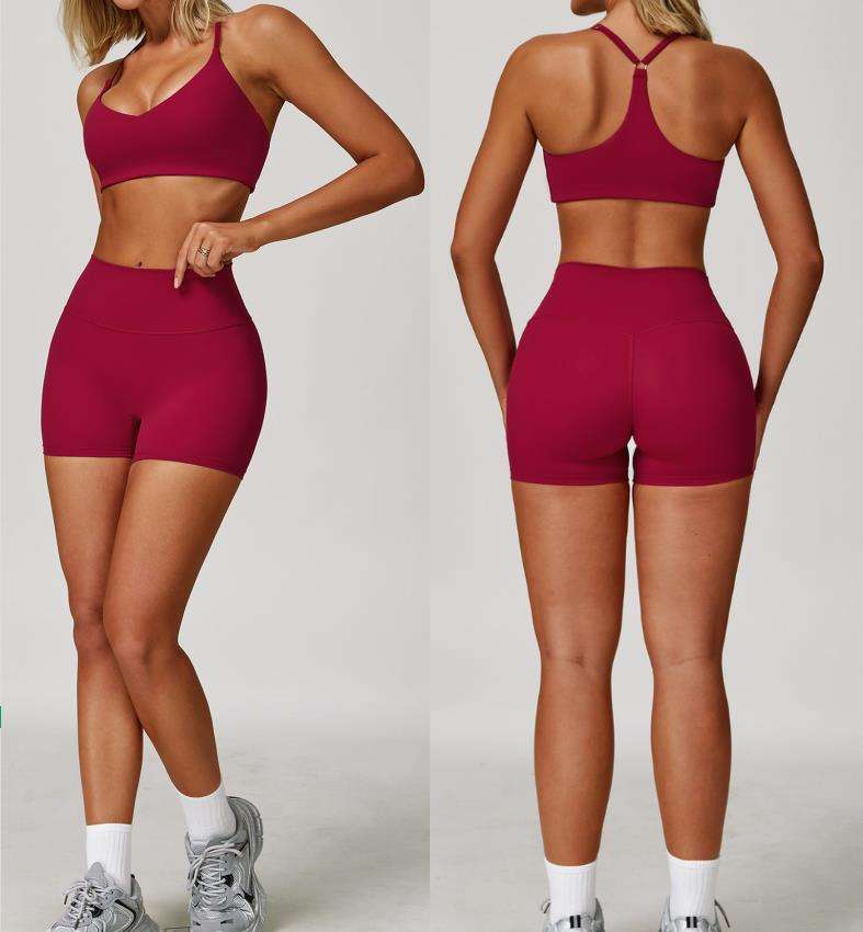BỘ ĐỒ TẬP THỂ THAO NỮ CROP TOP BRA VÀ QUẦN SHORT THỂ THAO NÂNG MÔNG