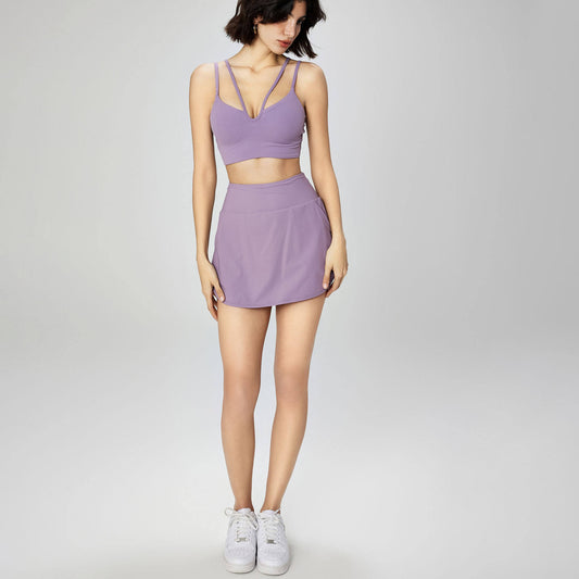 SET ĐỒ TẬP NỮ DÁNG CHUẨN – BRA DÂY CHÉO & VÁY QUẦN TĂNG FORM