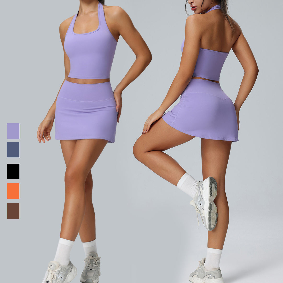 SET THỂ THAO NỮ ÁO CROP TOP CỔ YẾM VÀ CHÂN VÁY ÔM