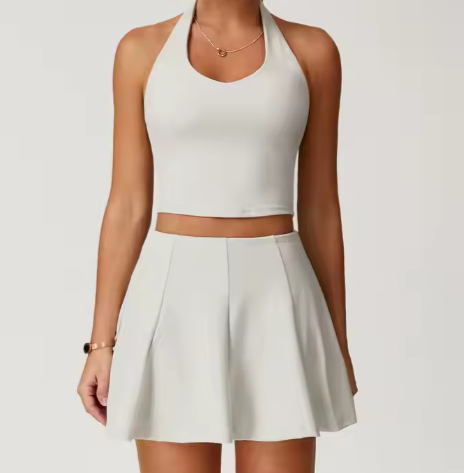 BỘ ĐỒ TẬP PICKLEBALL NỮ CỔ YẾM VÀ CHÂN VÁY XẾP LY