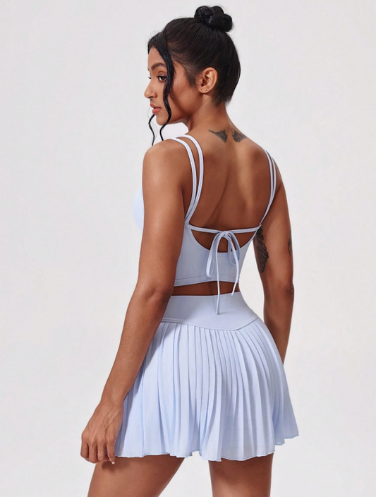 SET THỂ THAO NỮ CROP TOP VÀ CHÂN VÁY XẾP LY