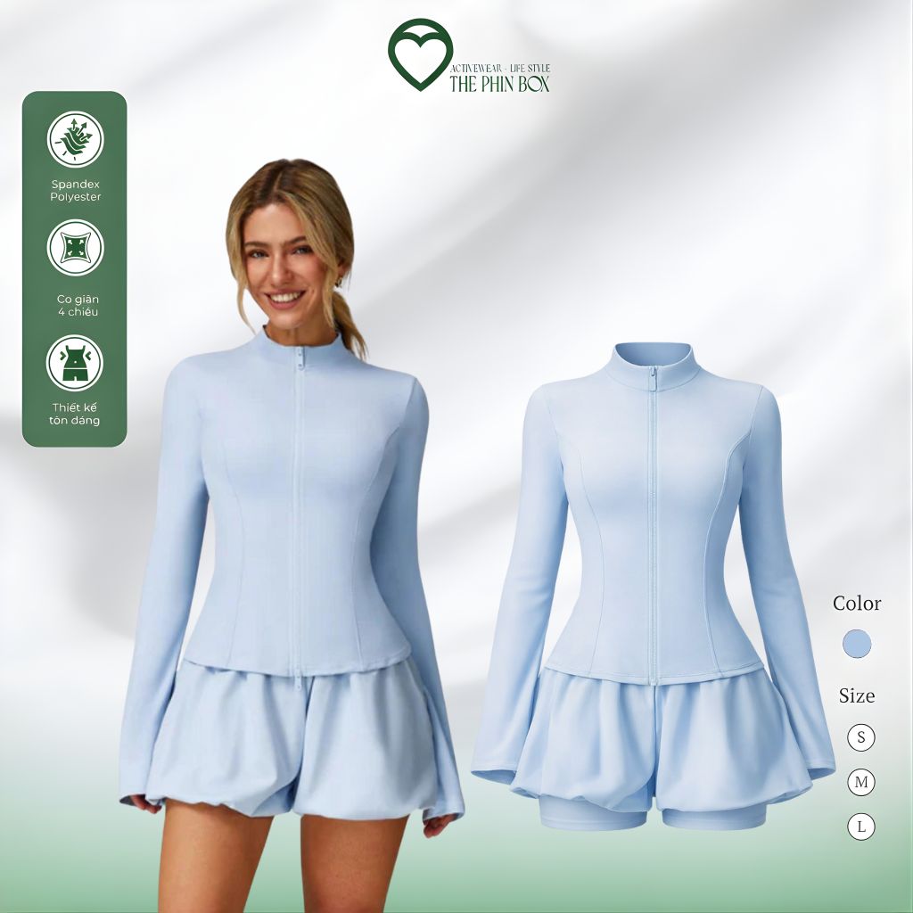 SET ĐỒ TẬP GYM TAY DÀI VÀ QUẦN BÍ XANH DƯƠNG-TB81