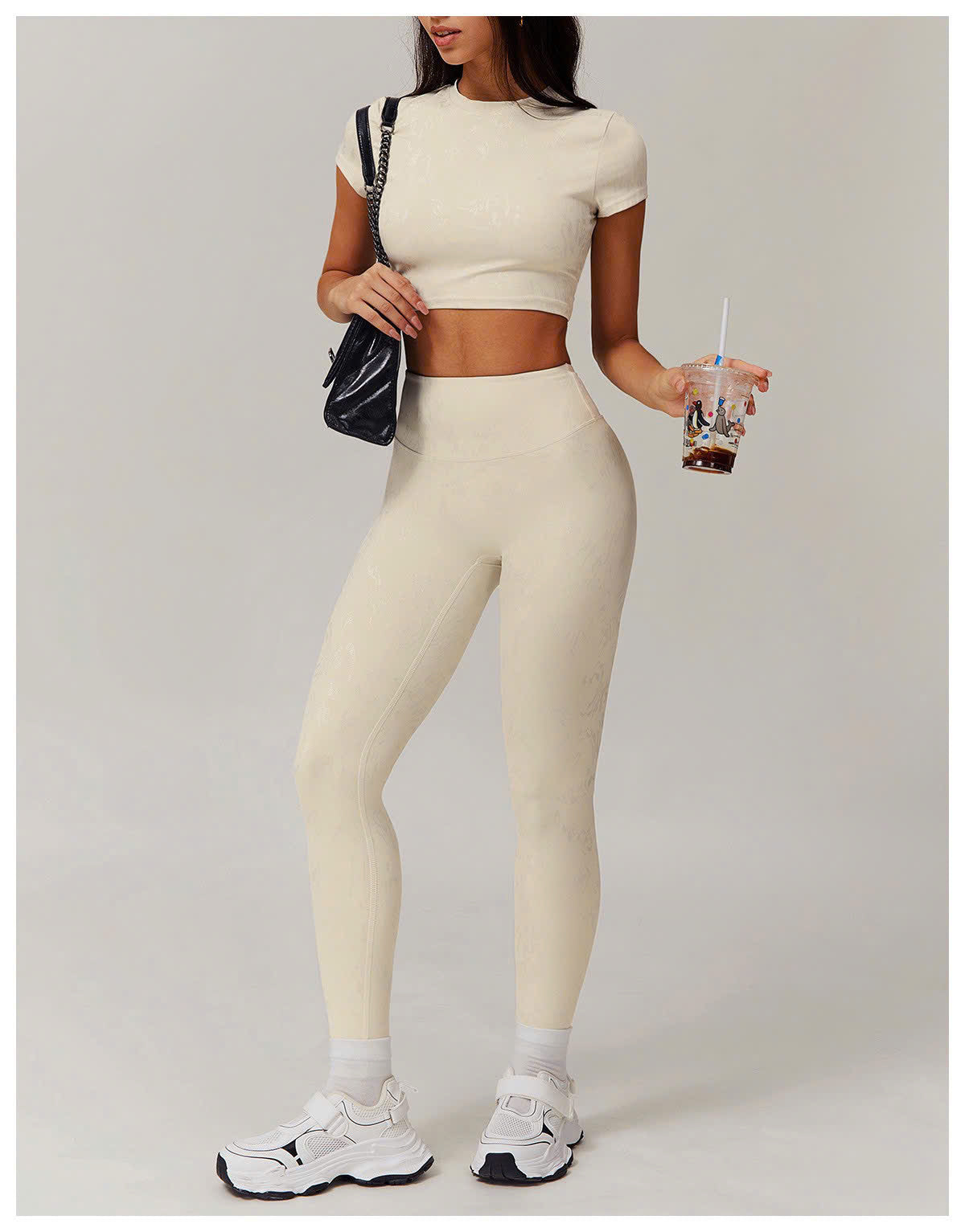 B- SET ĐỒ TẬP GYM/CHẠY BỘ HOẠ TIẾT - BEIGE