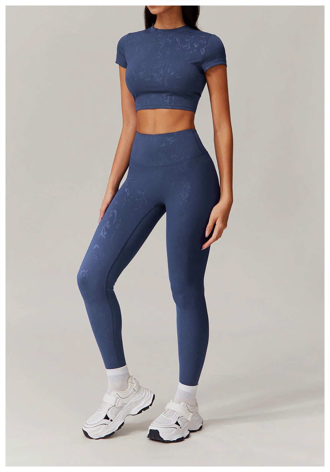 B -SET ĐỒ TẬP GYM/CHẠY BỘ HOẠ TIẾT - BLUE